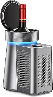 Smart Single Bottle Wine Chiller Digital Touch Panel Temp 2-20°C Grey | Rapid Chill Red White Dry Sweet Sparkling Wine Whisky Juice No Compressor Quiet Compact Desktop Metal Body Food-Grade Liner