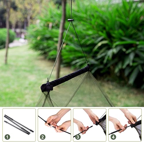 Miniatura 3 de GWHOLE Mosquitera para acampar con bolsa de transporte, mosquitera portátil al aire libre con clavijas de tienda de campaña para una sola cuna,