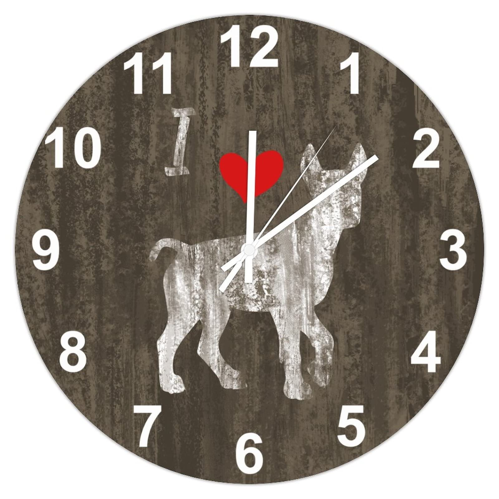 Horloge Doberman silencieuse en bois pour chambre et salon