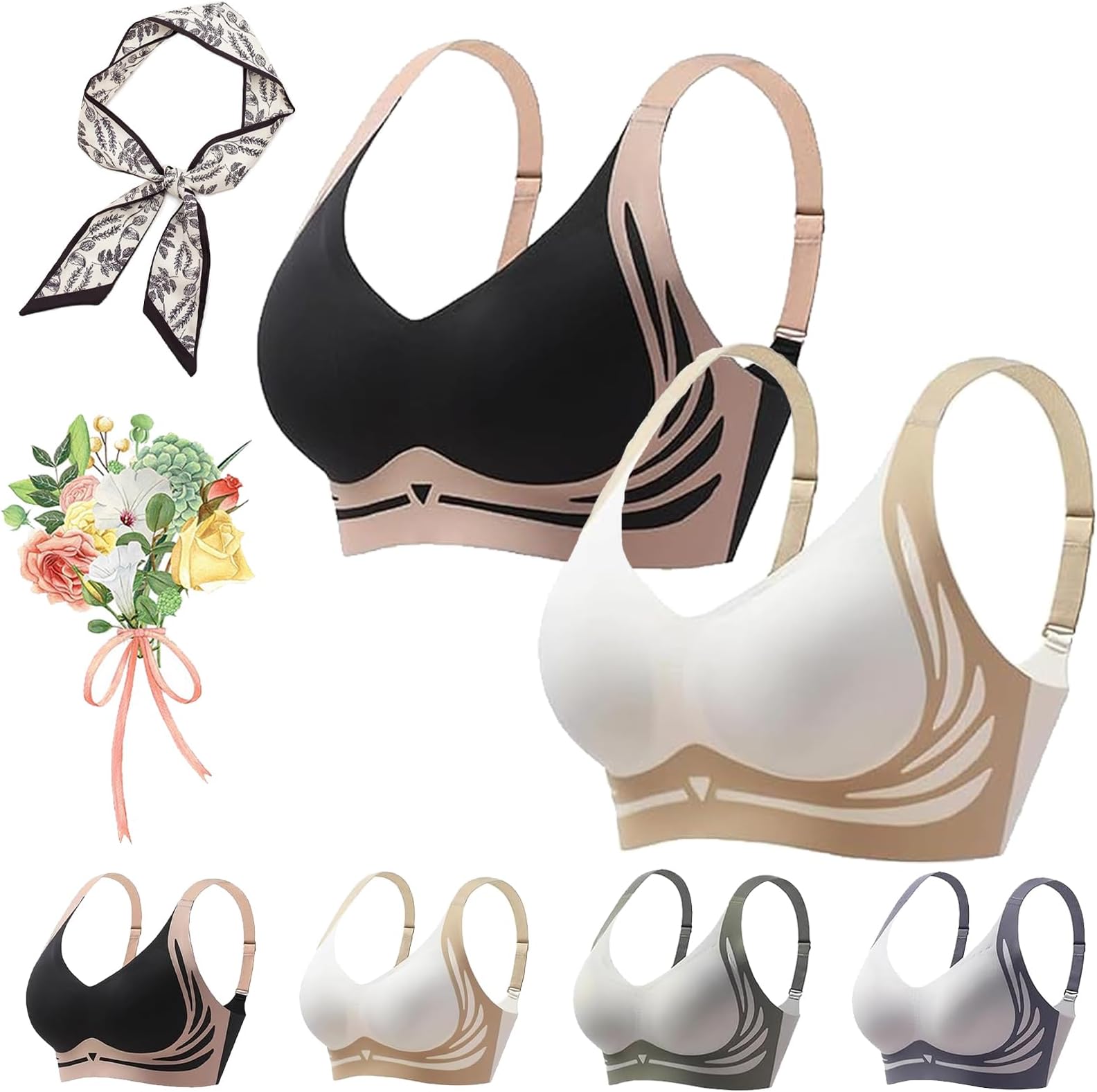 DENGWANGDpoiex Bra, Zekear Bra, Lifting Bras for Sagging Breasts, Vianys Wireless Push up Bra, Super Gather Bra