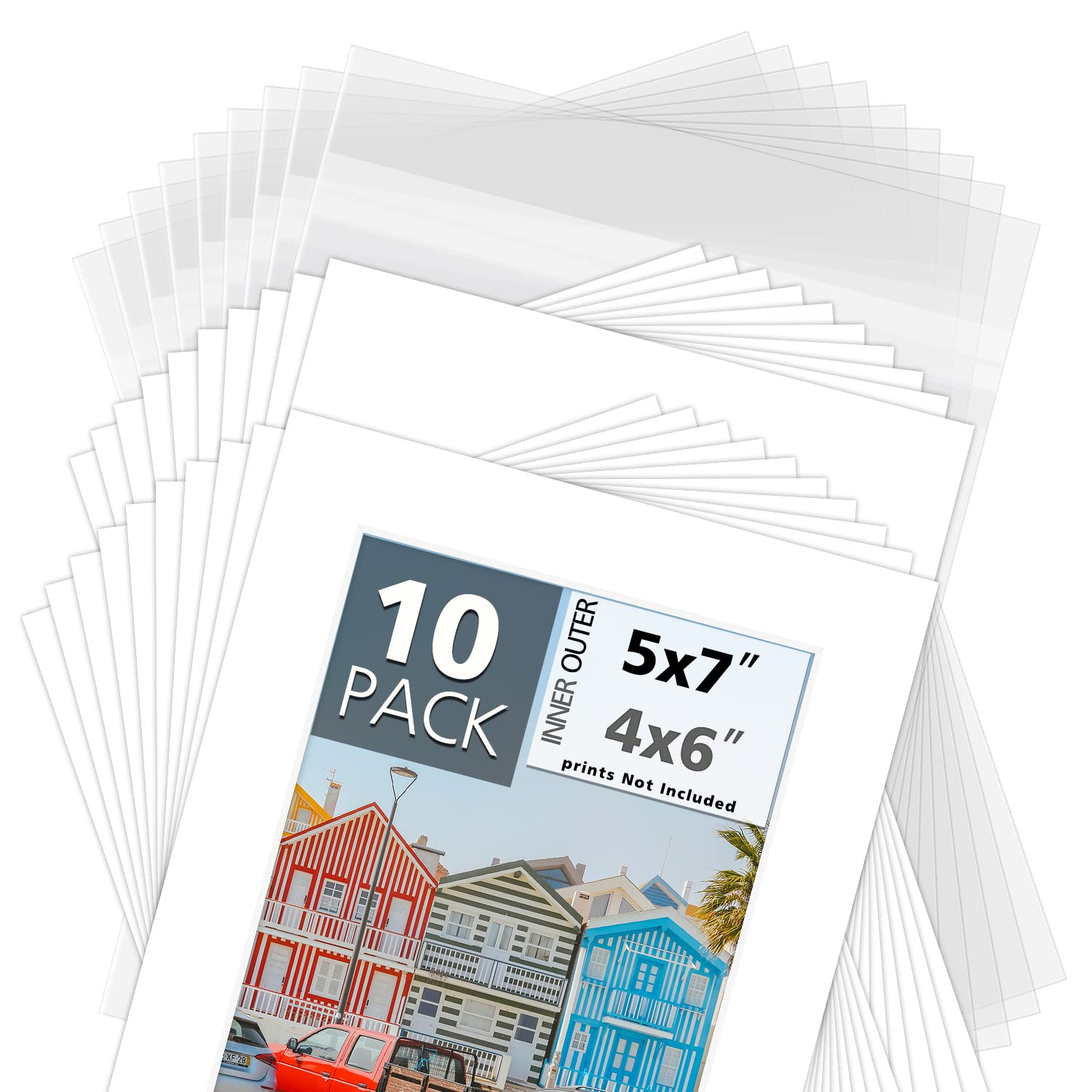 MBC MAT BOARD CENTER, Pack of 10-5x7 Pre-Cut 4x6 - White Mats - for Pictures, Photos, Framing - Kit Includes: 10 White Backboards and 10 Clear Bags - Acid Free, 4-ply Thickness, White Core-picture-13