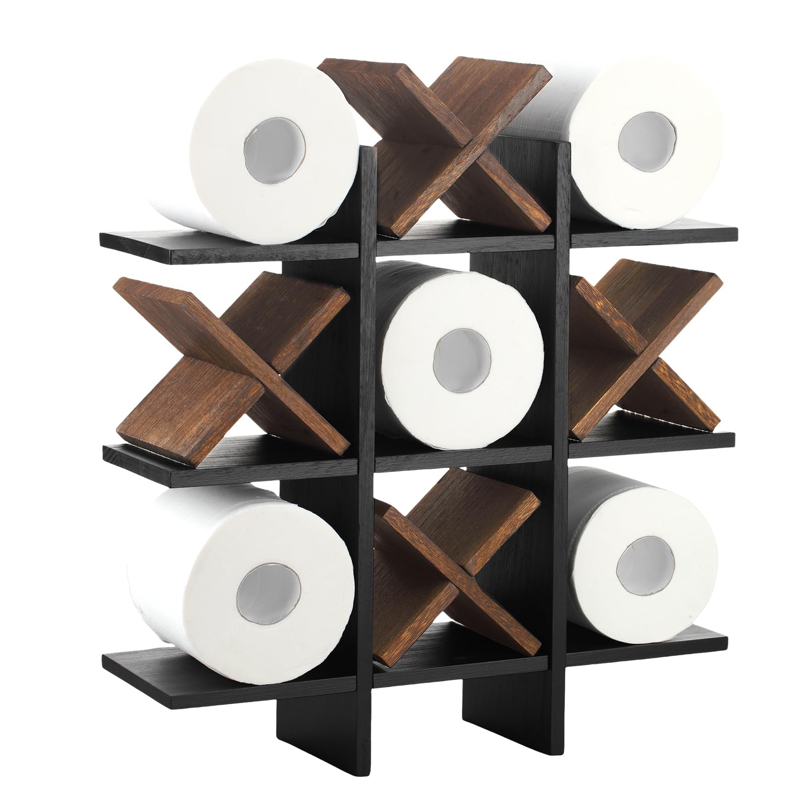 Weysat Tic Tac Toe Toilet Paper Holder,Black, Dark Brown — Amazon image 6