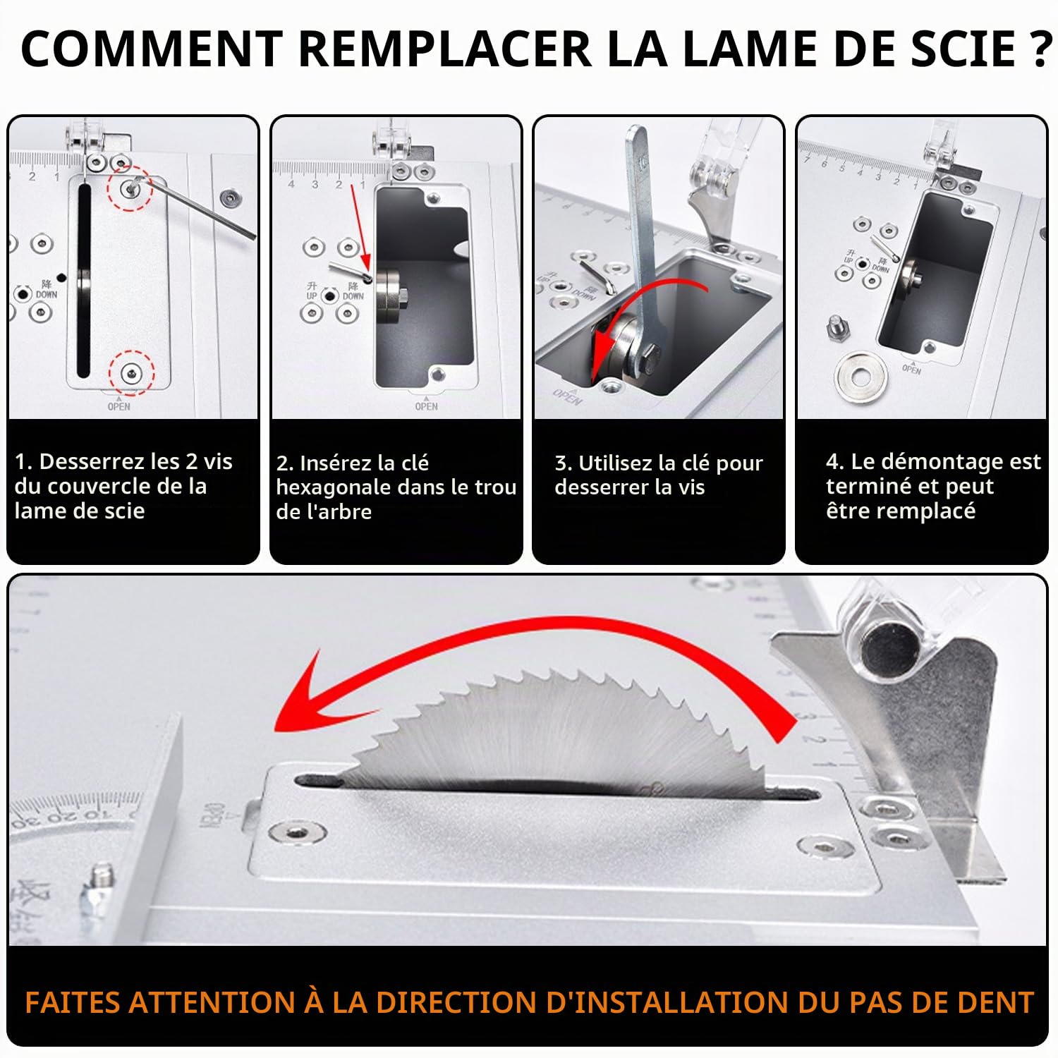 Mini scie circulaire de table, 5000 tr/min, hauteur de la lame réglable, 7 niveaux vitesse, idéal modélisme, travaux précision, mini scie électrique (60-85 mm)