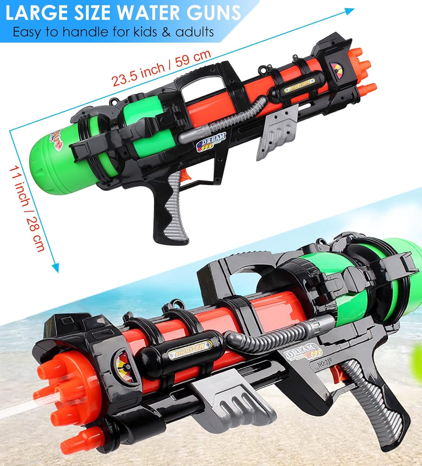2 Pack Water Guns for Kids Adults 1500CC Blaster 40 Ft Long Range Water Soaker Squirt Guns for Swimming Pools Party Beach Sand Water Fighting : Everything Else