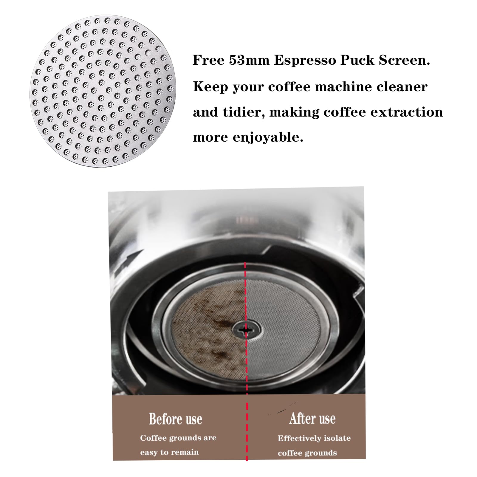 53mm Espresso Tamper, Premium Barista Coffee Tamper with Calibrated Spring, Stainless Steel Base, for Breville Series 54mm Portafilter Basket, Adjustable Depth, Espresso Manual Tamper (Black)