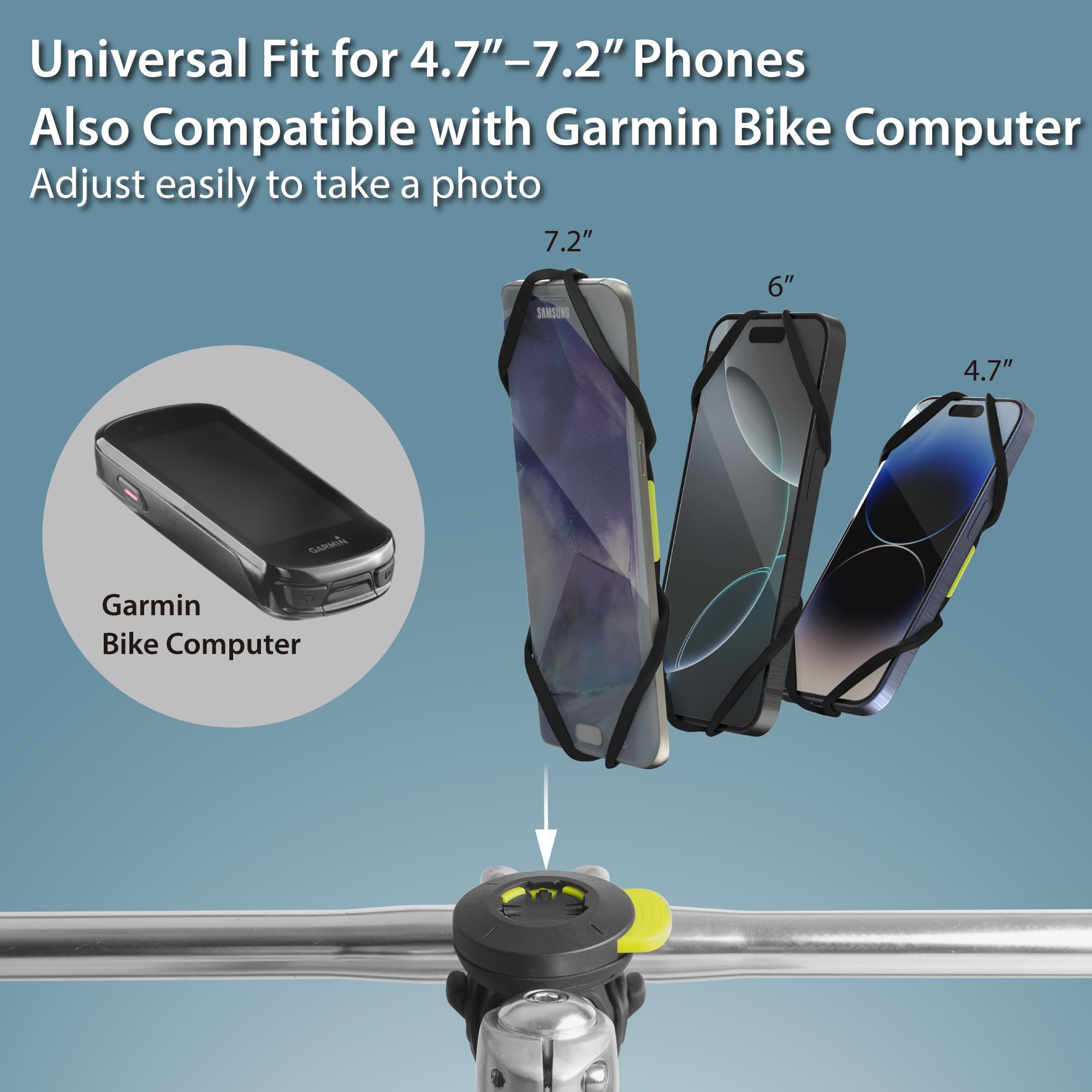 Bone Bike Tie Connect Kit 3, Support téléphone vélo magnétique Universel pour Potence, Rotation 360°, libération Rapide, Verrouillage sécurisé, Antichoc, Compatible Smartphones 4,7"–7,2"