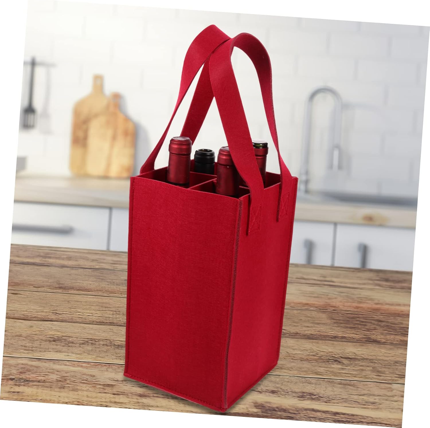 2pcs Wine Bag Reusable Felt Wine Carrier for Transporting Bottles Stylish Tote for Parties and Home Storage
