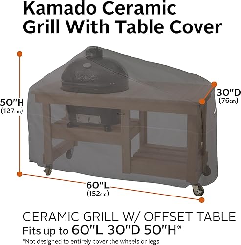 Miniatura 4 de Classic Accessories Ravenna Kamado - Cubierta para parrilla de cerámica resistente al agua de 60 pulgadas, color gris pardo