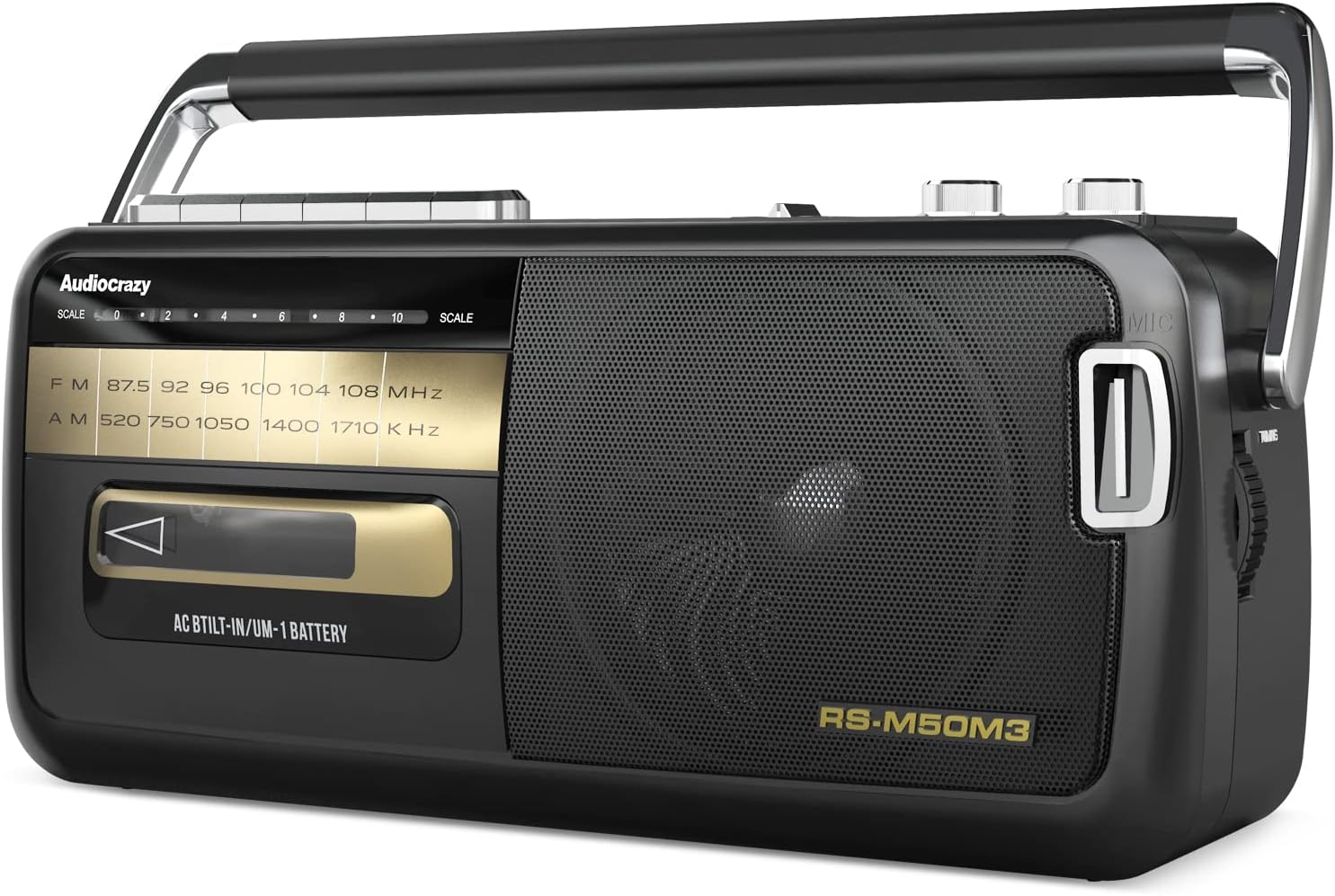 Audiocrazy Retro Boombox Cassette Player Recorder AM/FM
