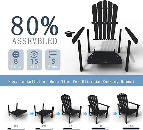Miniatura 7 de Silla Adirondack apilable, sillas Adirondack de HDPE para todo tipo de clima, duraderas y ahorran espacio, sillas de plástico para exteriores con