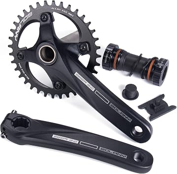 مجموعات الدراجة BOLANY 170mm Hollow المتكاملة 104BCD سلسلة جولة واحدة سرعة 34T / 36T MTB Crankset مع قوس سفلي   