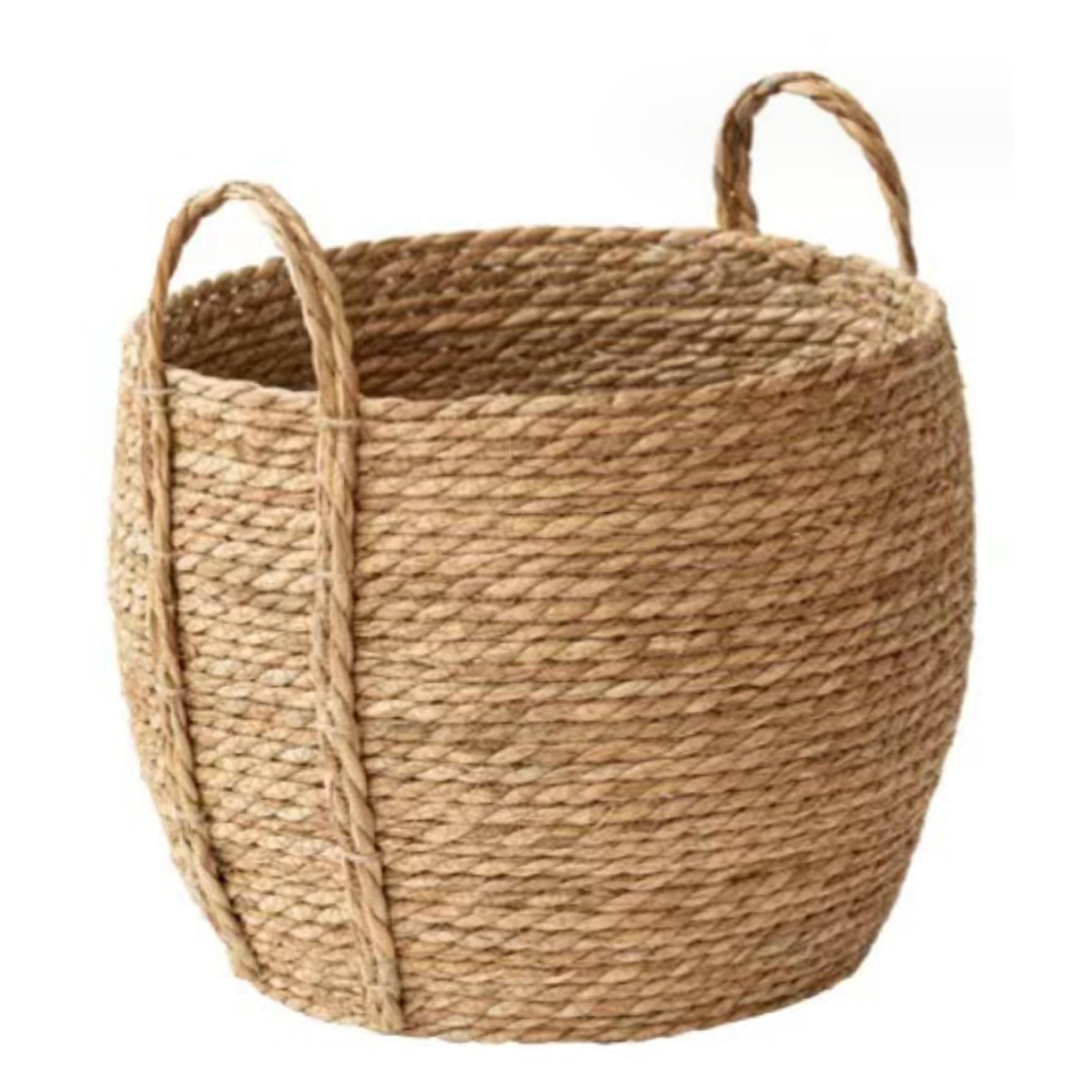 Wedhapy Round Basket Woven Planter Basket, 10.2x11.8 inch Seagrass Planter Round Rattan with Handle Wicker Plant for Storage Plant Laundry