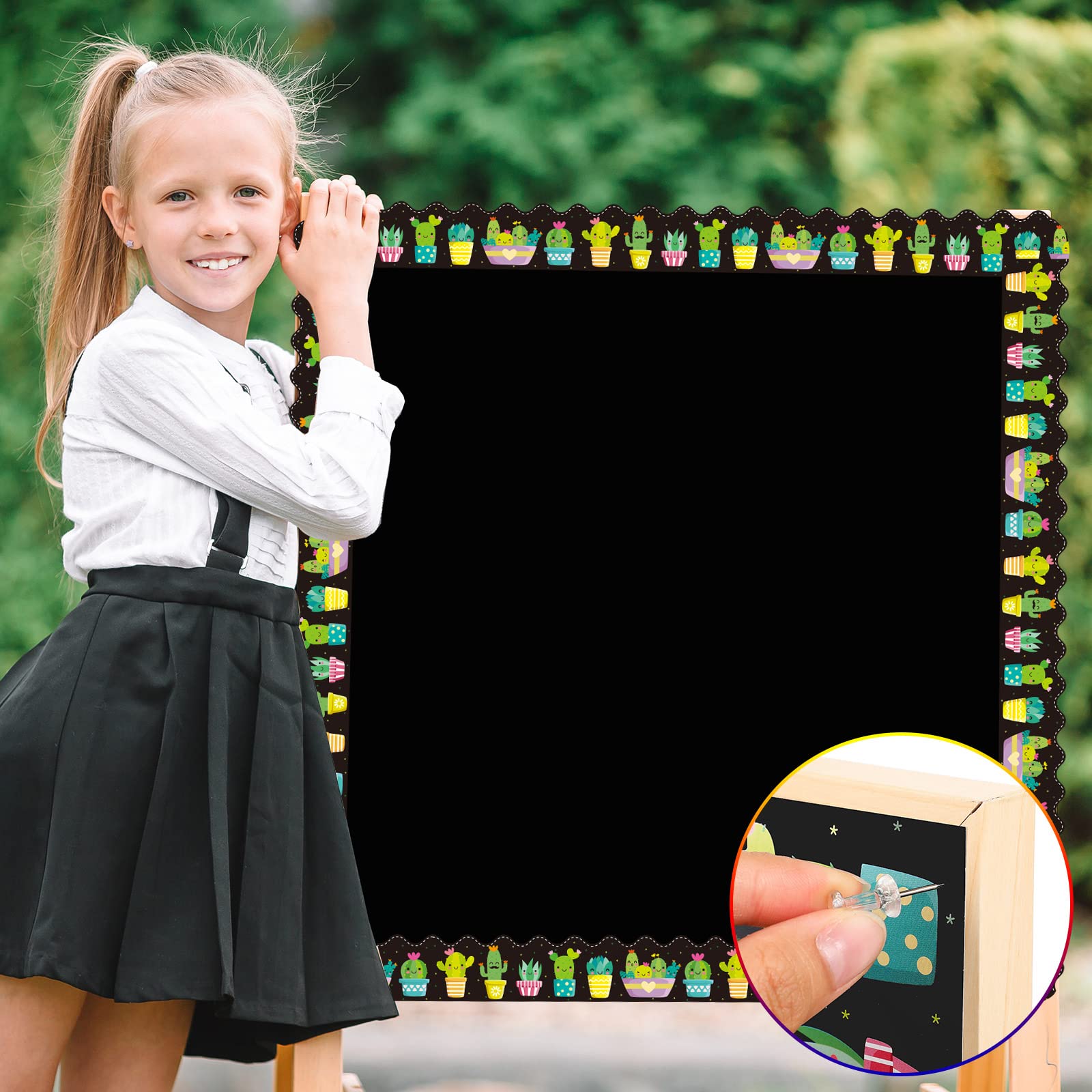 Breling 11 m Kaktus-Pinnwand-Bordre, Klassenzimmer, gewellt, gerollte  Bordre, schwarze Tafel, Kaktusfrhling, Pinnwand, Dekorationen, Bretter  fr Lehrer, Schule, Bro, Zuhause, Wand, Spind, Dekor : Amazon.de:  Brobedarf & Schreibwaren