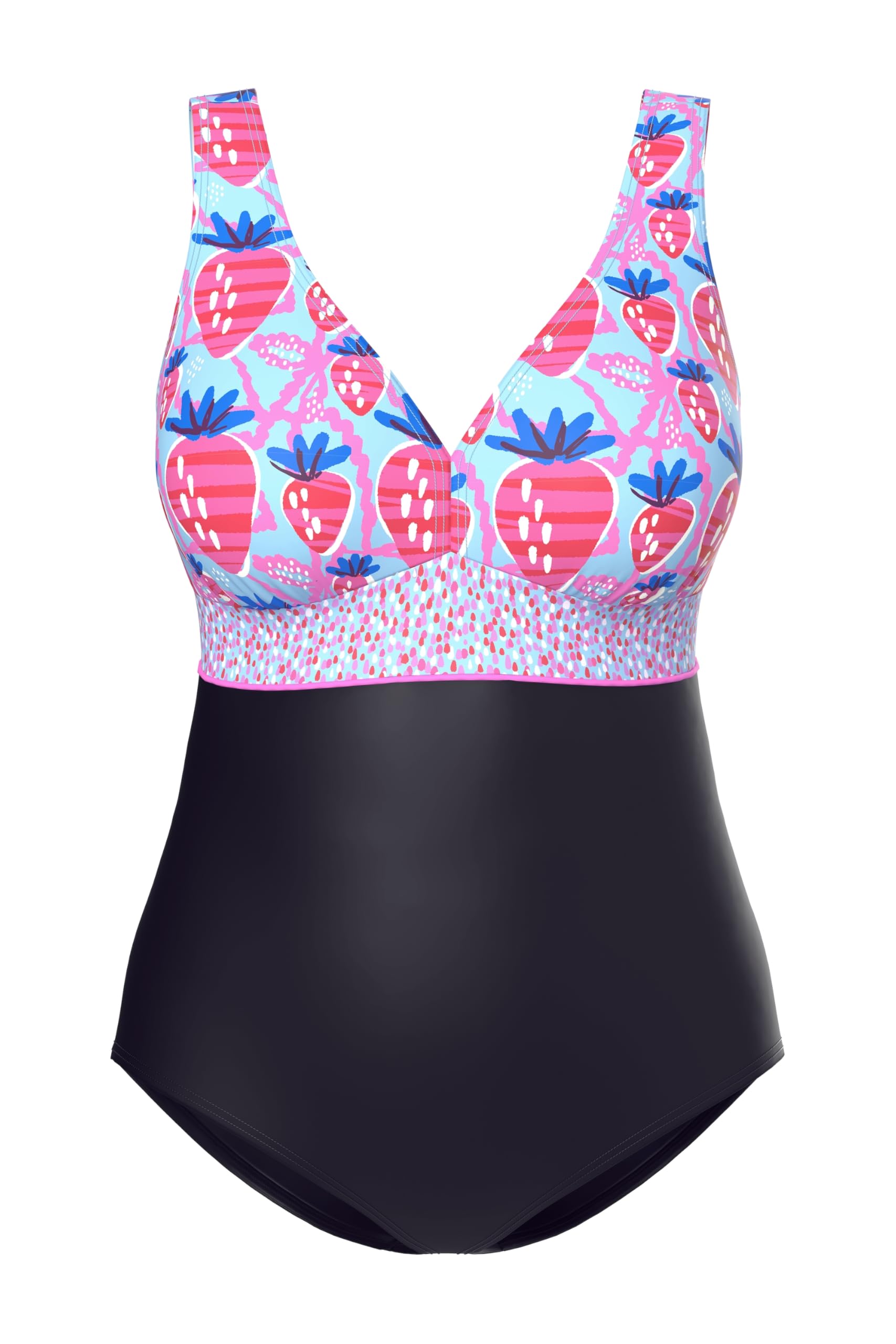 Ulla Popken Badeanzug Laura, Erdbeeren Costume Intero Donna