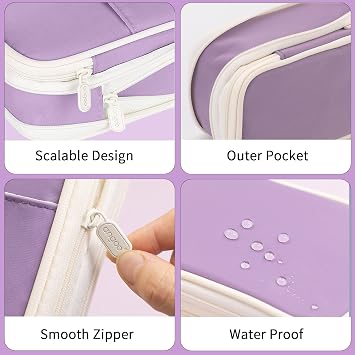 Big Capacity Large Pencil Case Expandable Pencil Case Storage Office College School Supplies Desk Organizer for Girls Boys Teen Adult (Blue)