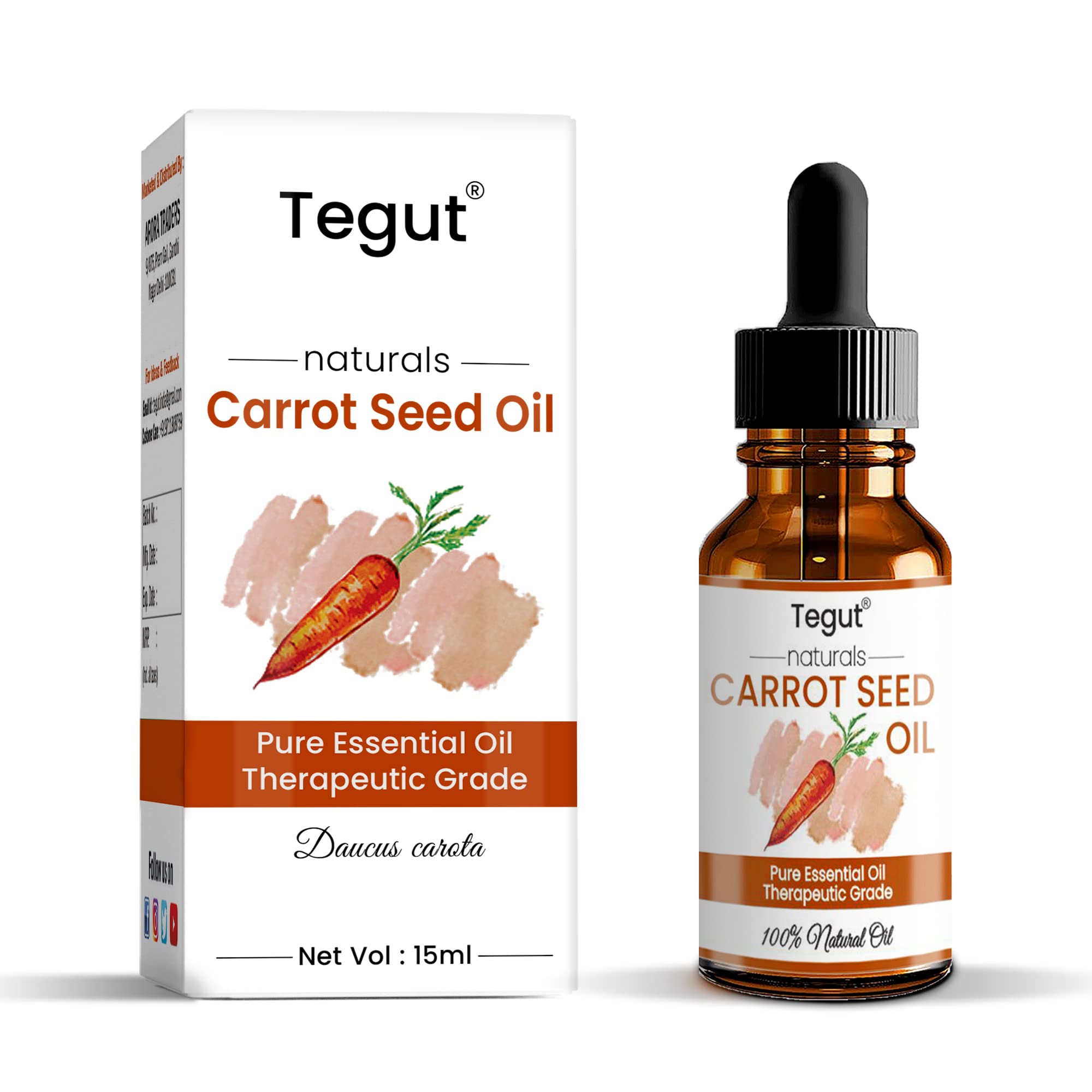 Tegut Carrot Seed Essential Oil - 100% Pure Natural & Undiluted For Skin care & Hair (15 ML) (B084VBDVM4) Amazon Price History, Amazon Price Tracker