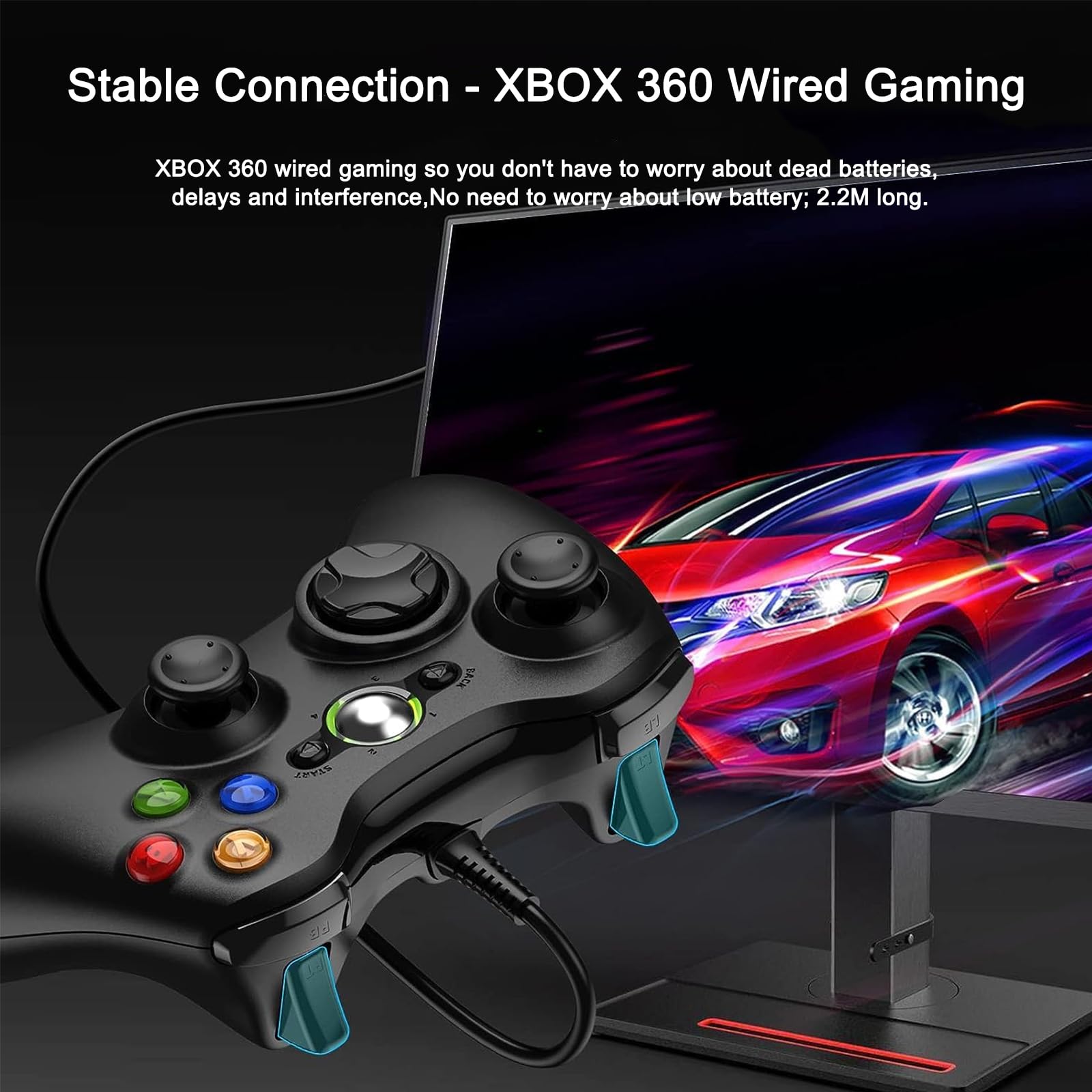 Xbox 360 Controller - Wired Gamepad Joystick für Microsoft PC (Windows 7/8/10/XP)