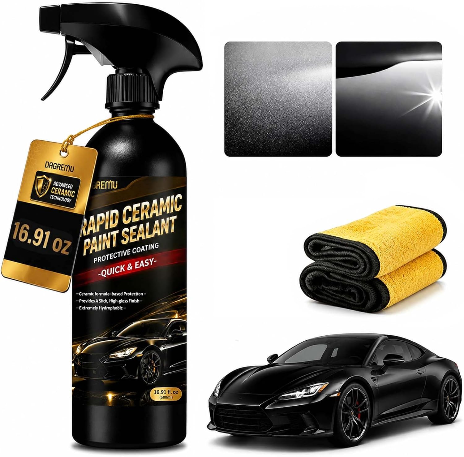 Ceramic Coating for Cars, 16.9 fl oz SiO2 Ceramic Coating Spray