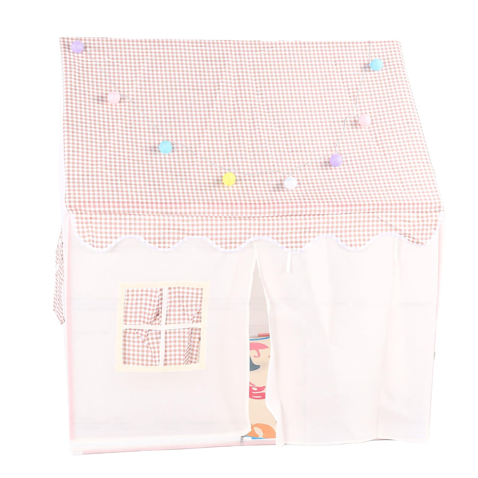 Kinderspielzelt, Polyester-Spielhaus für Drinnen und Draußen mit Sternenlichtern, 120 X 105 X 128 cm, Tragbares, Faltbares Design, Netzfenster-Rolltür für, Hinterhof, Strand, Camping