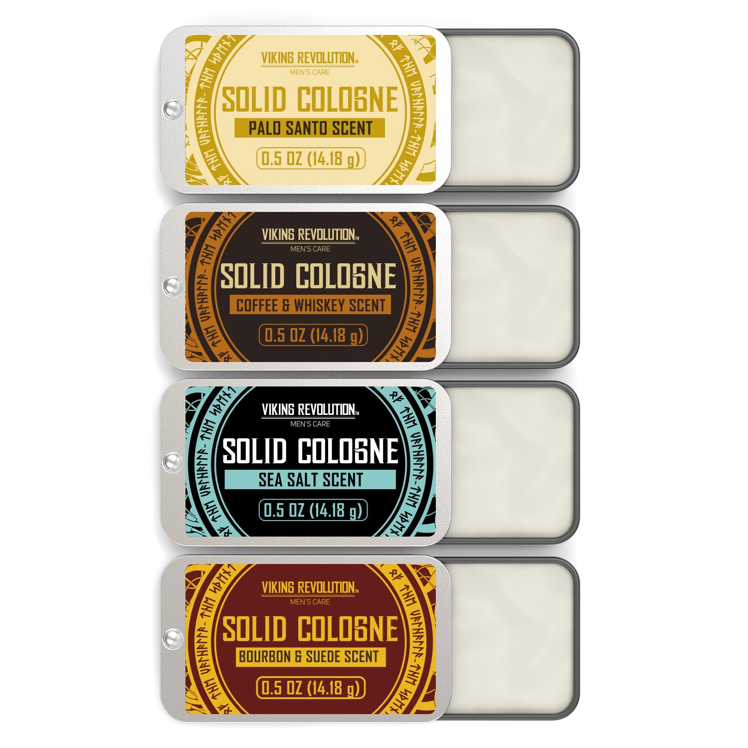 Viking Revolution 4 Pack Solid Cologne for Men - Mens Cologne Gift Set Including Coffee and Whiskey Palo