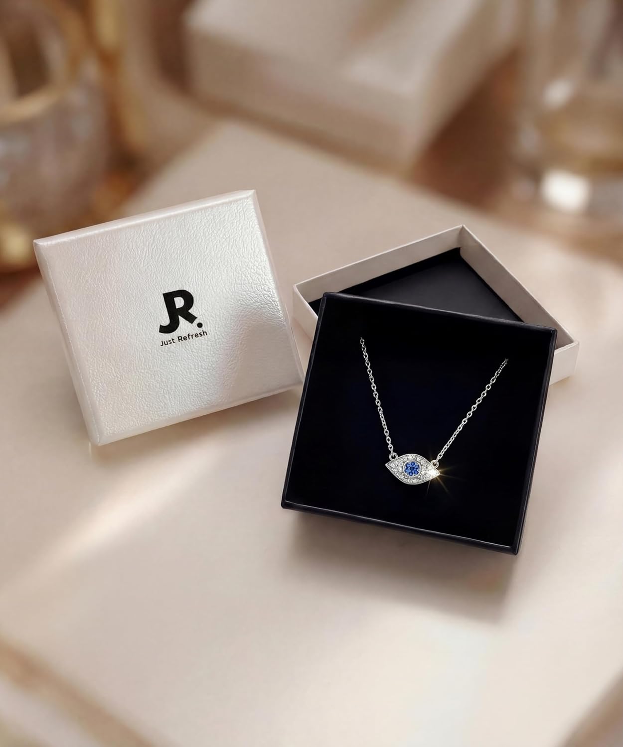 Evil Eye 14K White Gold Plated Necklace for Women Dainty Cubic Zirconia Turquoise Pendant Fashion Jewelry Halloween Jewelry Gifts for Her - Image 7