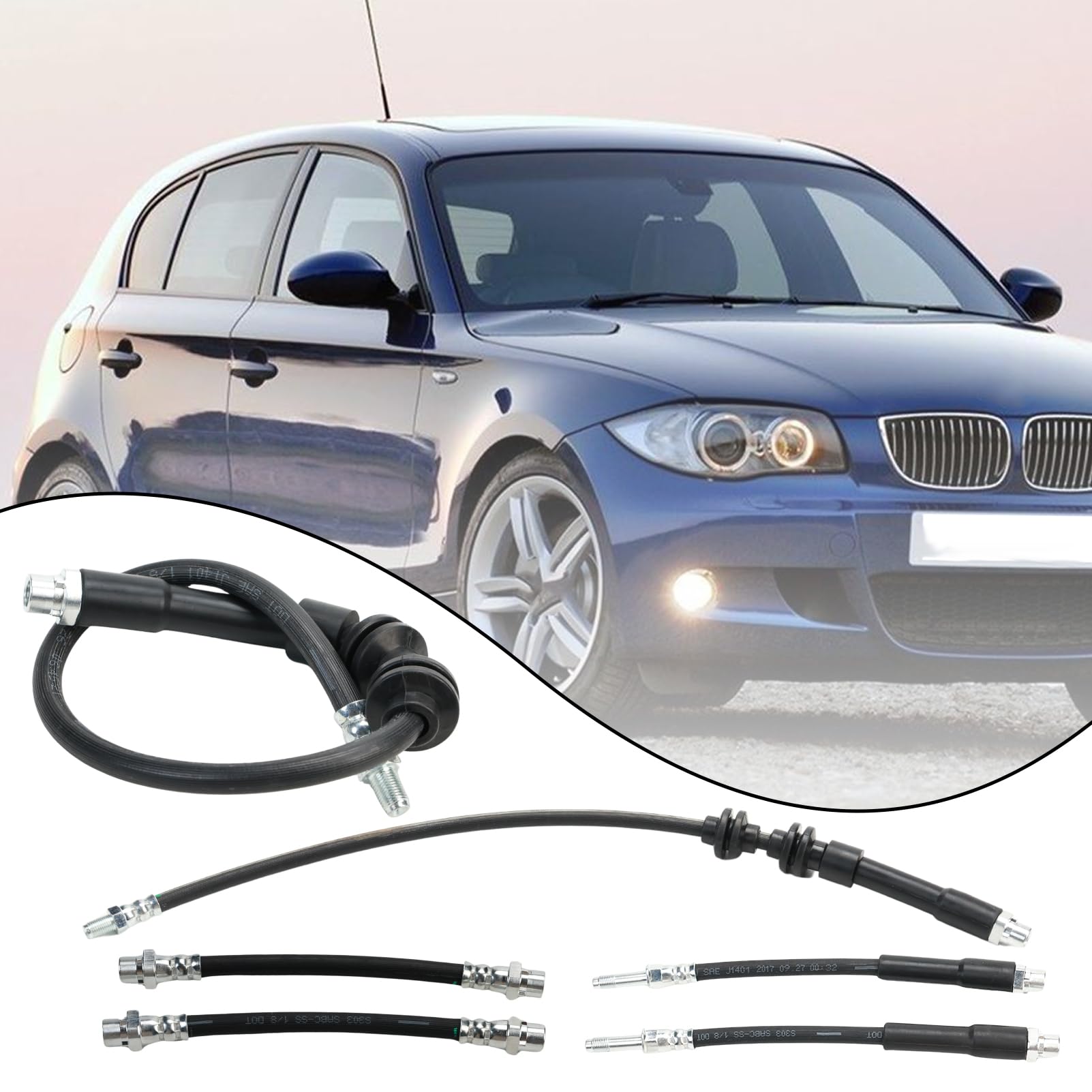 6x für 1er E87 E81 E82 E88 Cabrio 3er E90 E91 E92 E93 Bremsschlauch BremsschläUche Set,Bremsleitung Bremsleitungen Bremssystem Gummischlauch Bremsrohr Replace 34306762838