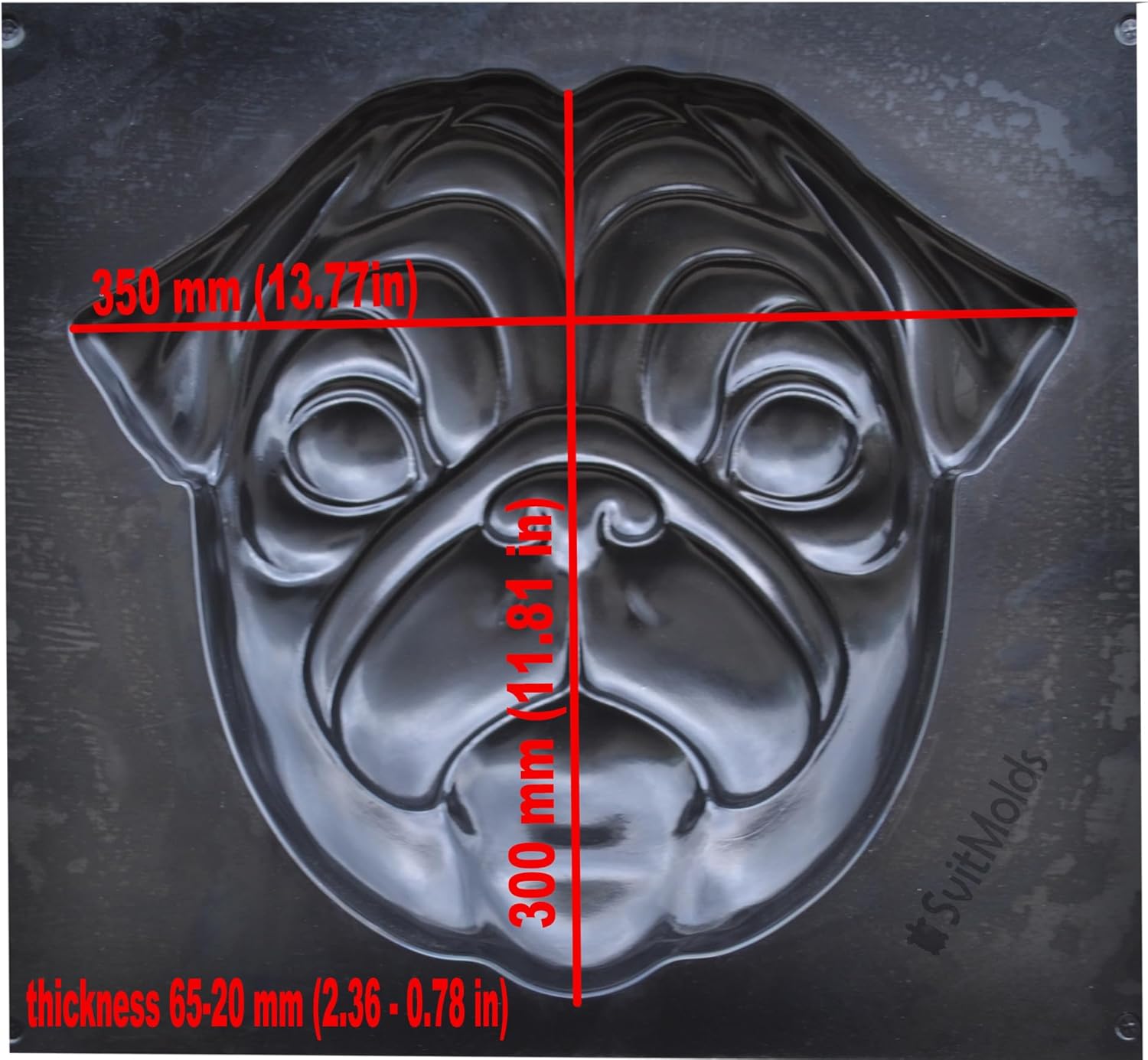 Concret Mold Big Pug Dog DIY Stepping Stone Plaster Concrete Garden Decor Statue for Yard Garden Decor Mold Pet Model D96