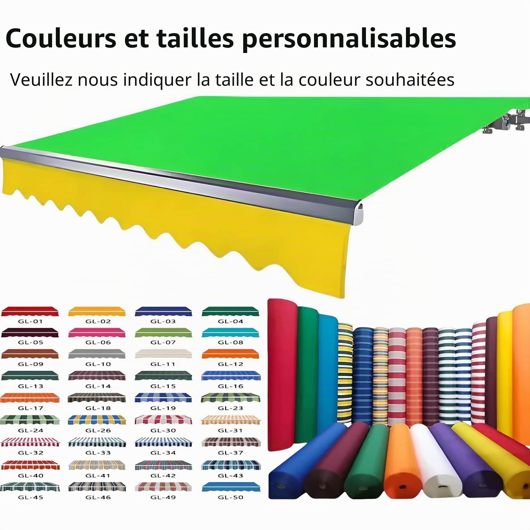 Générique Tissu de Remplacement pour Store banne rétractable Manuel 285x200cm, 300x200cm Toile de Store de Balcon avec Volant, abri Pare-Soleil imperméable Couverture(280x200cm)