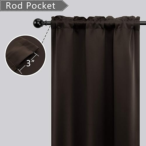 Miniatura 2 de Mrs.Naturall Cortinas Opacas Marrón Oscuro 2 Paneles, Cortinas Cortas Primitivas para Ventana de Cocina Baño Cabaña Rústica