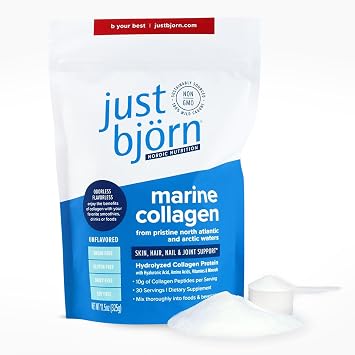 Marine Collagen Peptides Powder (30 Servings / 11.5 Ounce) | Wild-Caught Nordic Cod, Type 1 - Skin, Hair, Nail & Joint Support - Hyaluronic Acid, Vitamin C Amino Acids - Unflavored