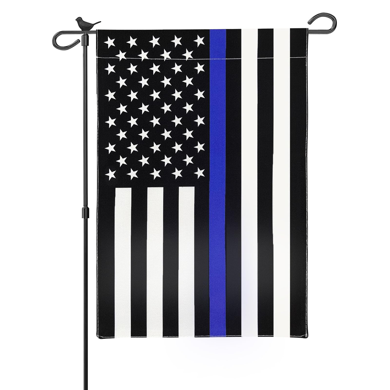 Drapeau de jardin fin avec ligne bleue de police 30x45cm double face Lives Matter Back