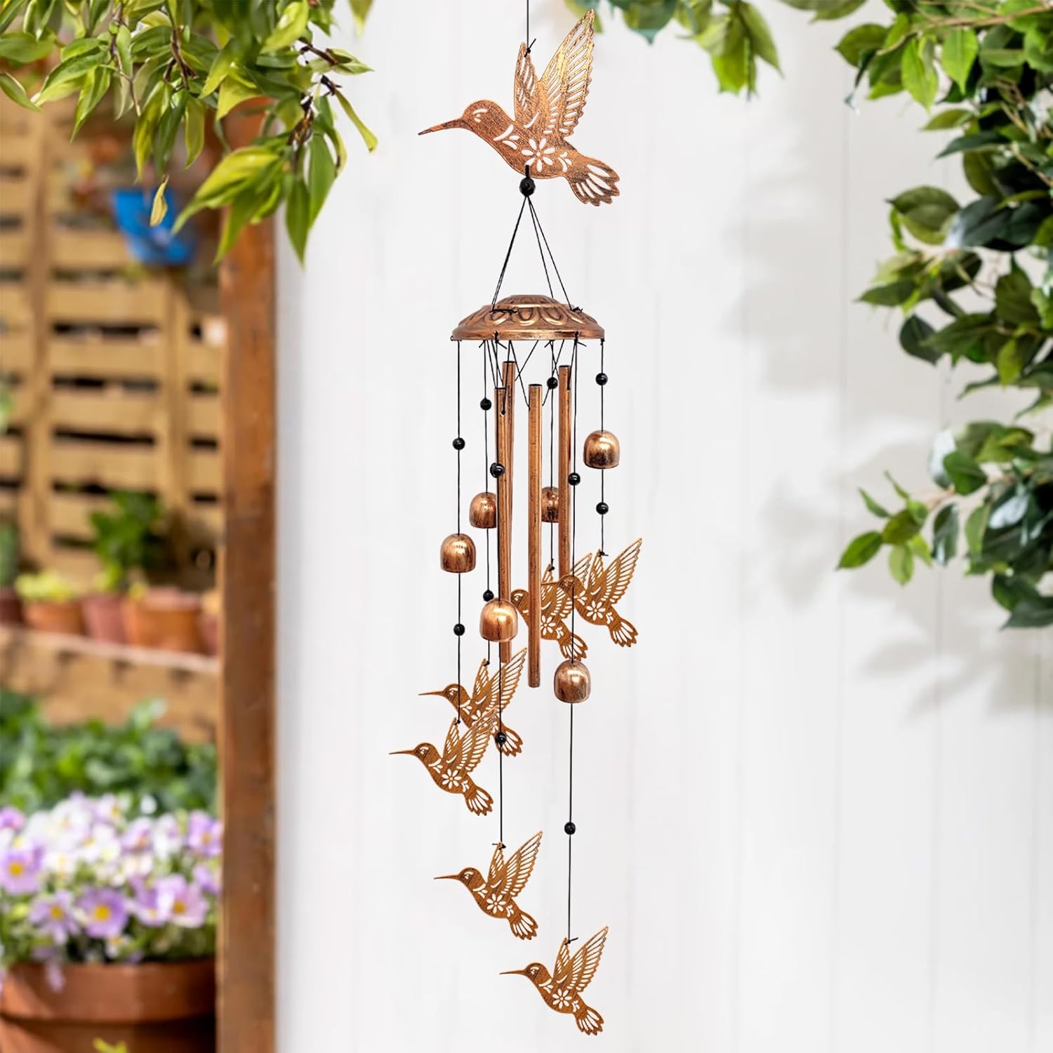 Hummingbird Wind Chimes for Outside, Metal Windchimes Outdoors Hummingbird Gifts for Women Memorial Sympathy Wind Chimes for Patio Garden Yard - Image 6