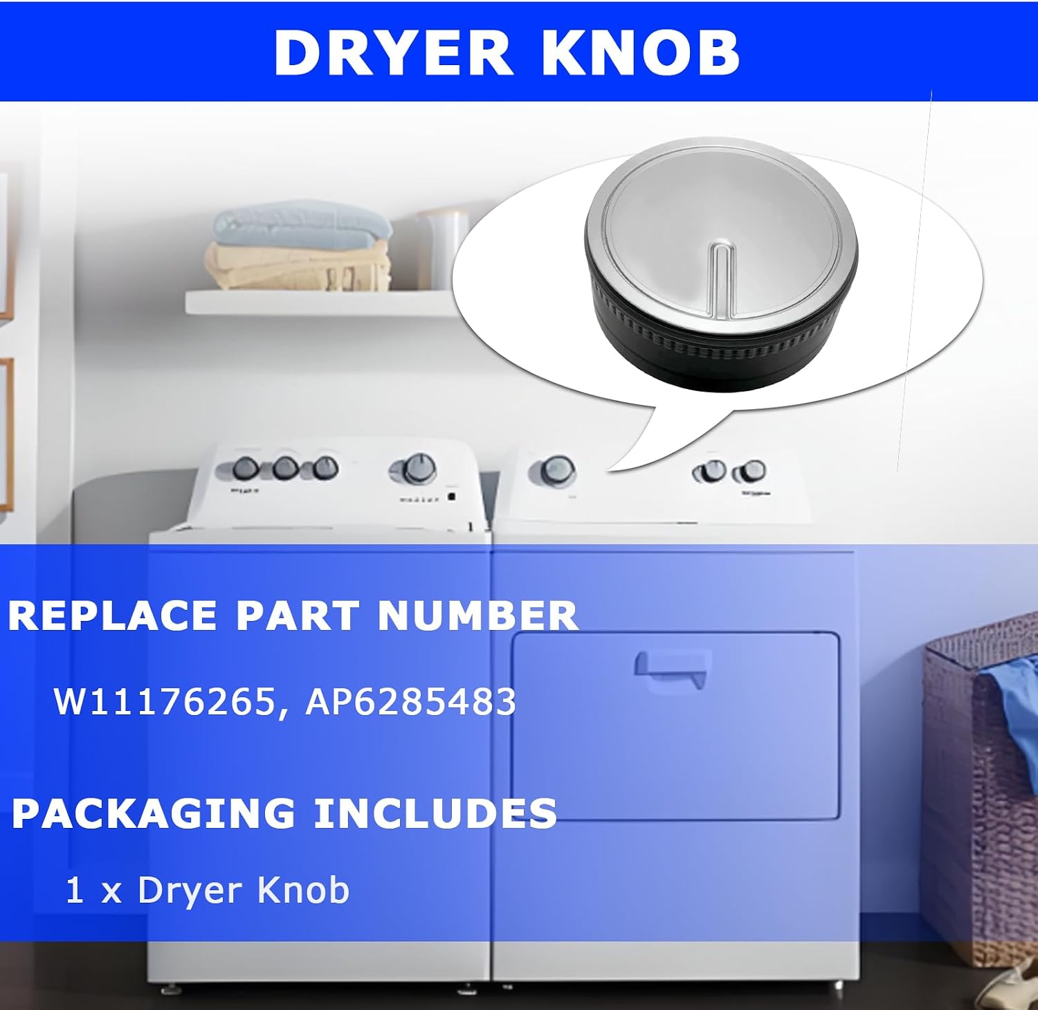Dryer Knob Compatible With Whirlpool Dryer,WGD, WTW, YWE, WED Series Models Replace For W11176265, AP6285483 Control Knob