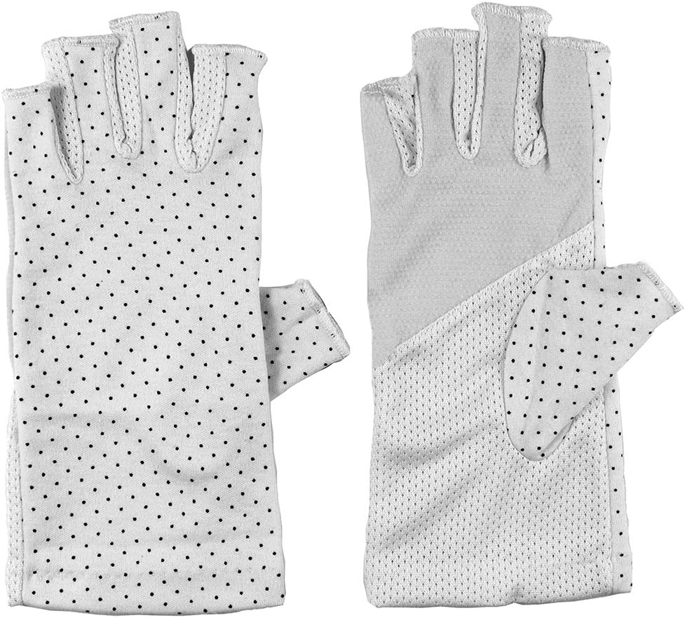 JURUAA Womens Sunscreen Fingerless Gloves UV Sun Lightweight Cotton Driving Gloves