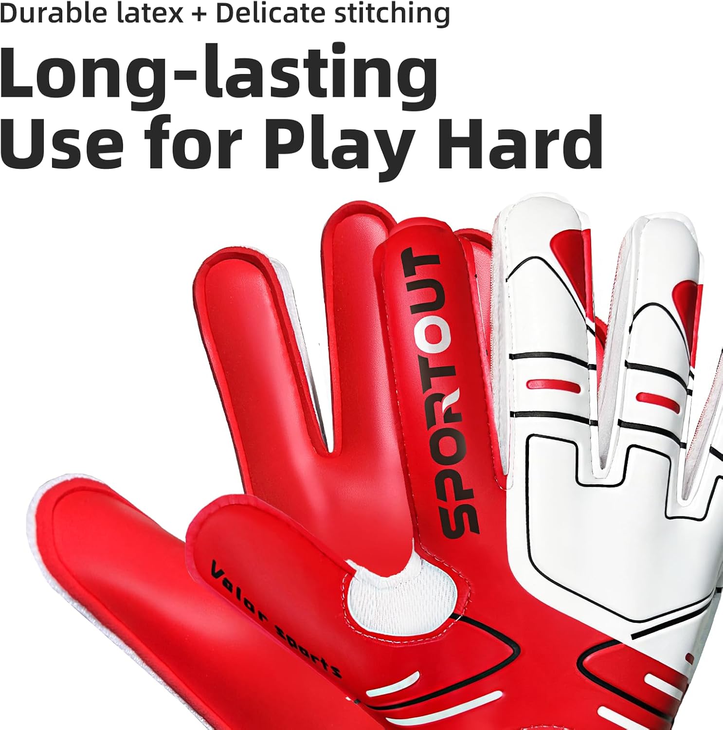 Sportout Youth&Adult Goalie Goalkeeper Gloves,Strong Grip for The Toughest Saves, with Finger Protect & 4+3MM Latex to Give Splendid Protection to Prevent Injuries,4 Colors - Image 8