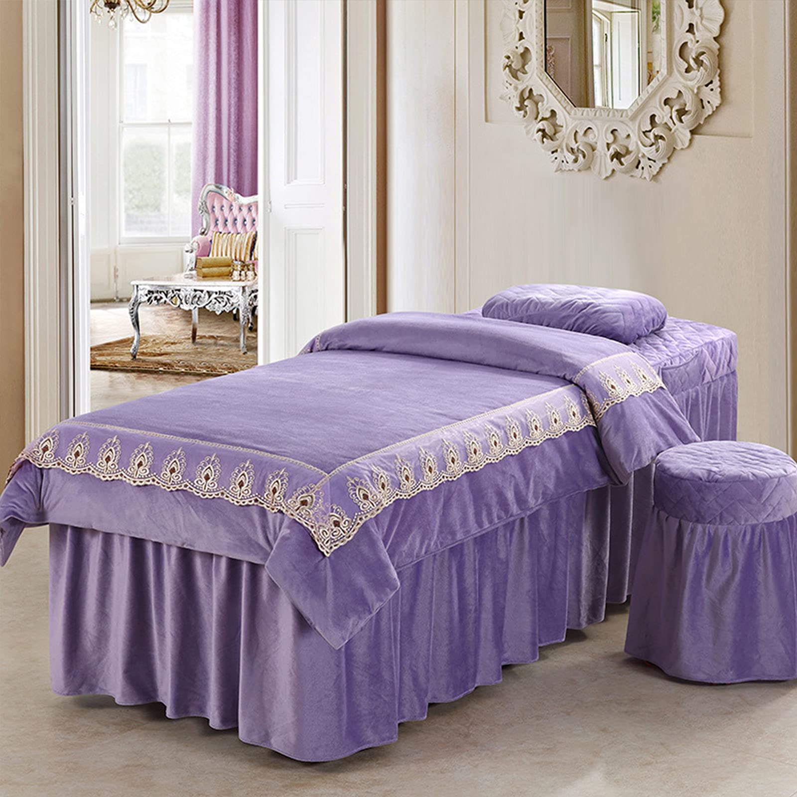 Ensemble drap de massage velours de cristal épais pour table esthétique et spa