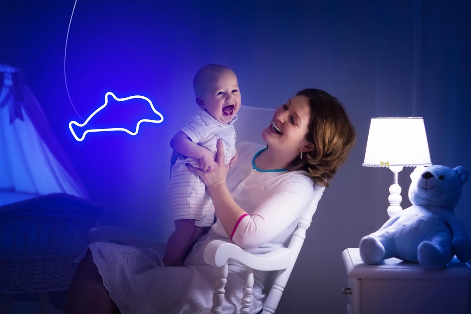 ADVPRO Dolphin Home Kid Room Flex Silicone LED Neon Sign - Blue - st16s32-fnu0025-b