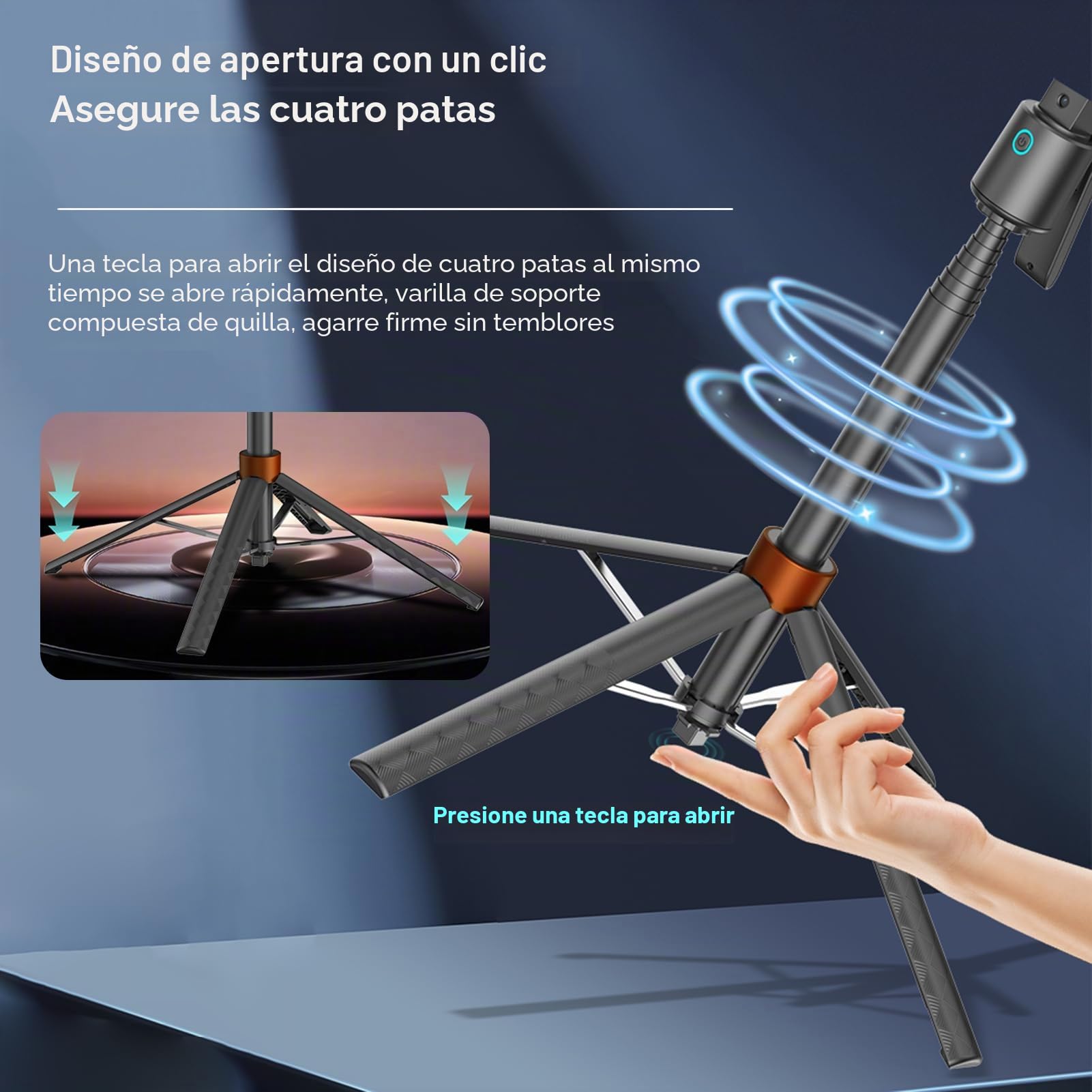 Andoer Trípode de palo selfie de 180 cm, trípode para teléfono móvil con seguimiento automático de la cara, giratorio 360°, soporte de gestos con tornillo de 1/4 pulgadas, disparador remoto para vlog,