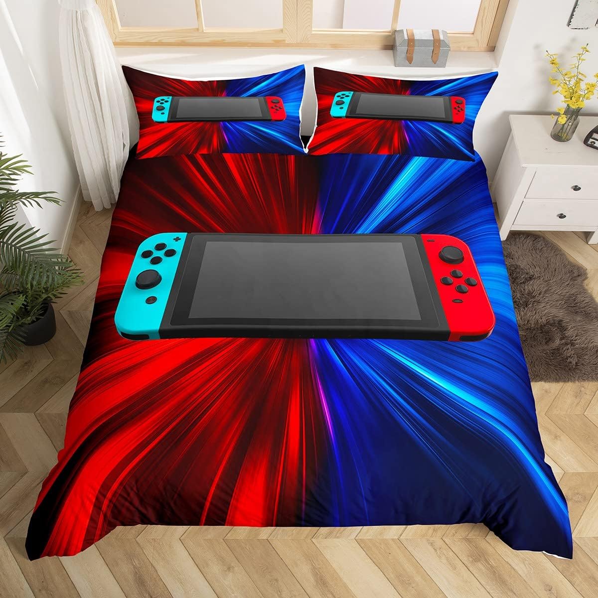 Gamepad Comforter Cover Kids Boys Gamer Duvet Cover Video Games Controller Bedding Set King Size For Girls Teens Youth Hip Hop Player Gaming Quilt Cover Breathable Bedroom Decor
