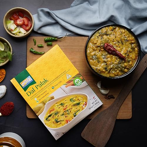 Miniatura 4 de Ashoka Entradas naturales 1932, espinacas y lentejas veganas, comidas aptas para microondas, auténtico palak indio, ideal para exteriores