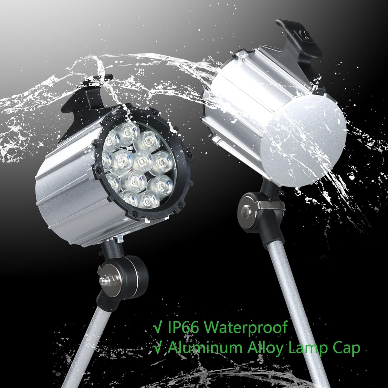 LED Machine Work Light with 22In Alloy Arm, 12W 6500K 110-220V, IP67 LED Work Light with US Plug for Lathe, Sewing, CNC, Drilling Machine