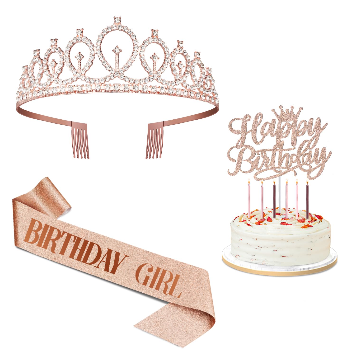 Kleine Goldene Tiara Für Kuchen-Topper – Mit Strasssteinen & Clip | Prinzessinnen-Deko Für Geburtstag & Hochzeit