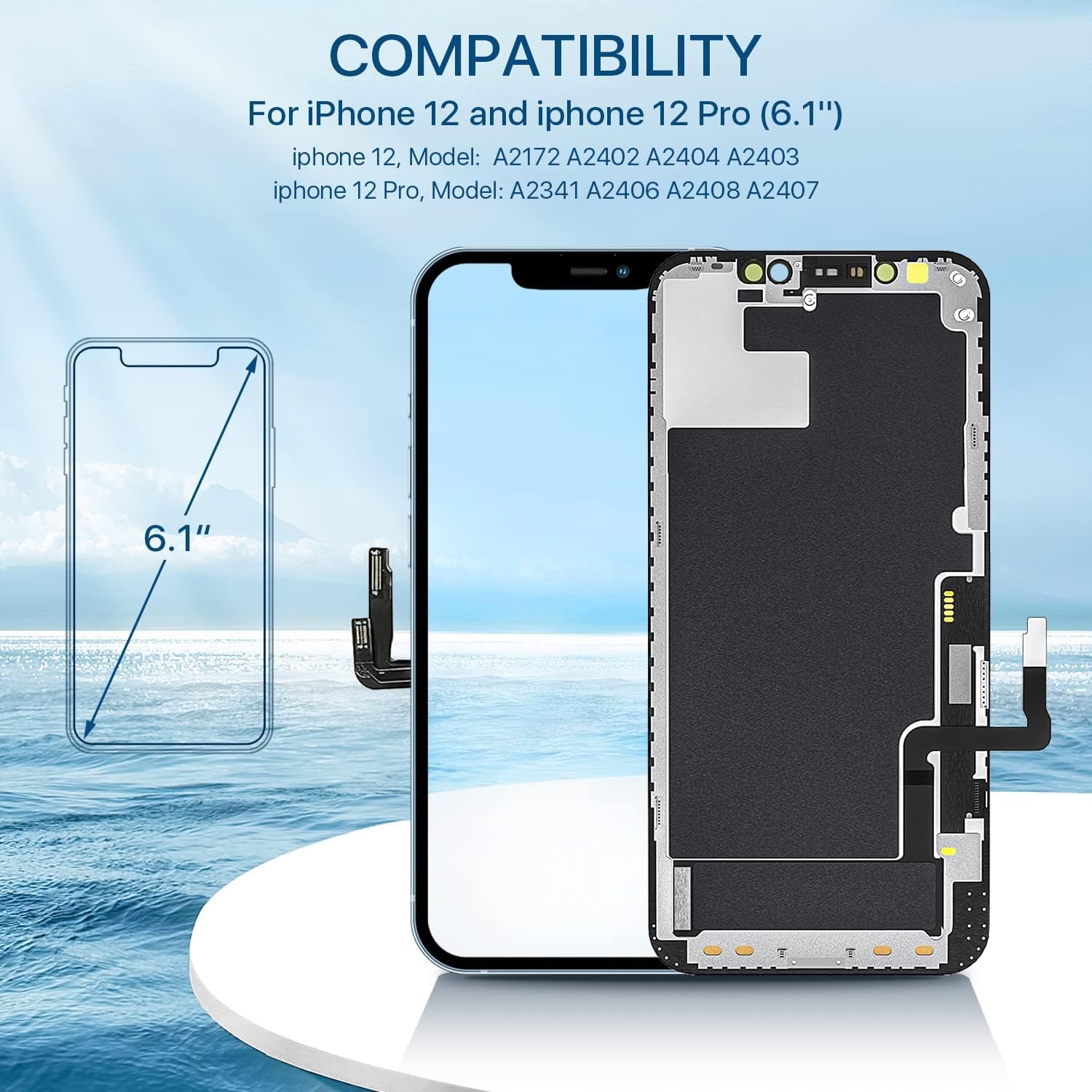 iPhone 13 LCD Display Replacement Kit with Frame & Digitizer, Full Assembly with Repair Tools and Waterproof Adhesive – for iPhone 13 (6.1 inch)