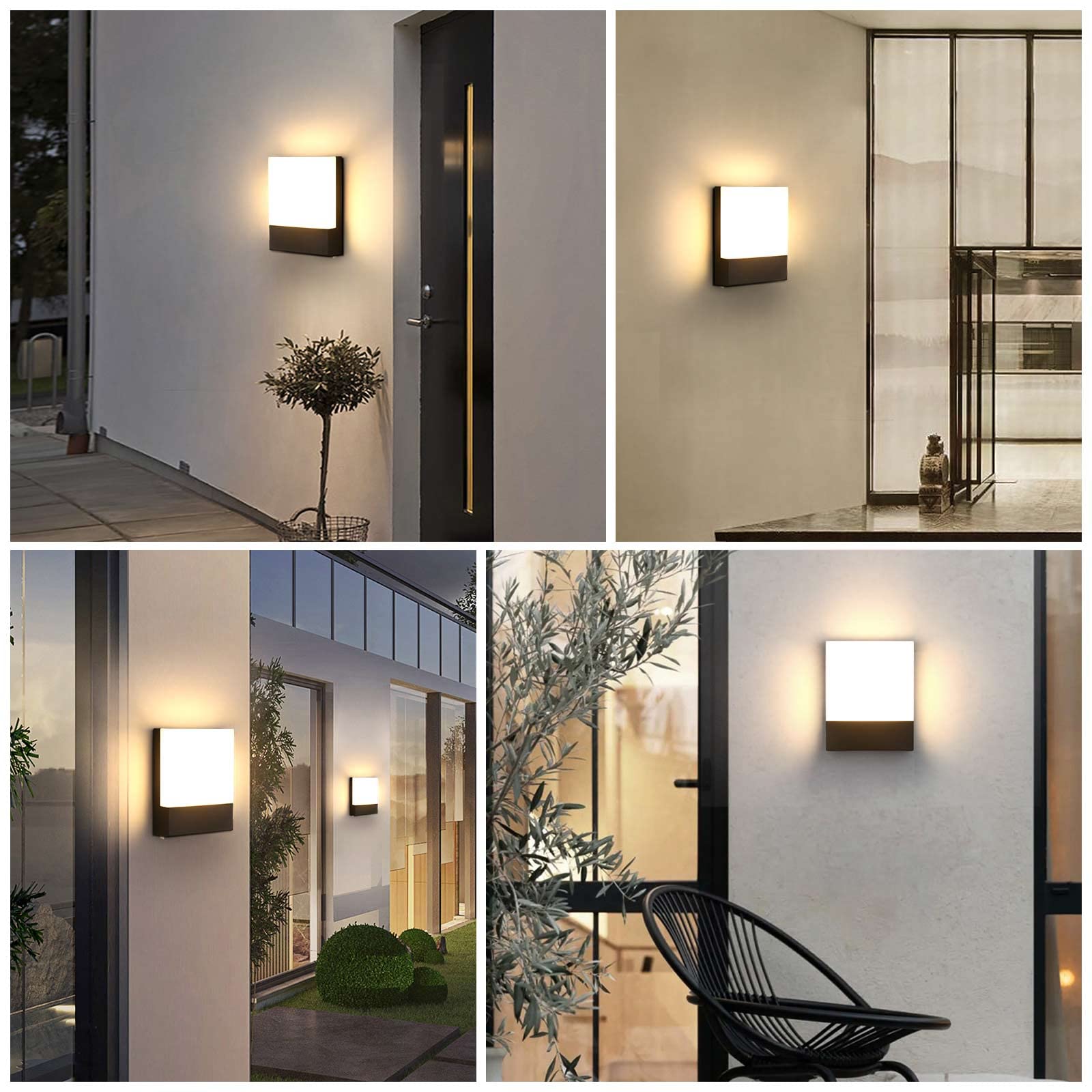 Aussenlampe Wand LED Outdoor Lampe 3000K Wandleuchte Aussen IP65 Wasserdichte Aussenleuchten Hauswand Schwarz Moderne Wandlampe Aussen Aluminium für Treppenhaus, Garten, Veranda, Garage