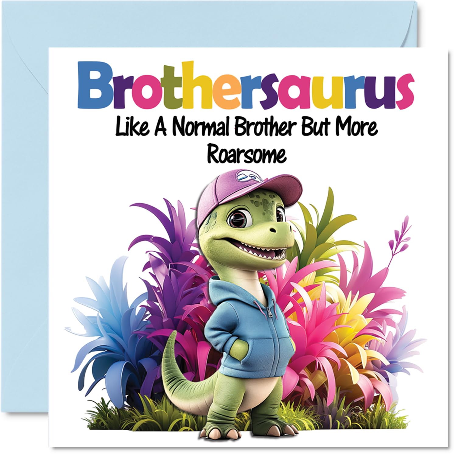 Brother Birthday Card - Roarsome Brothersaurus - Happy Birthday Card for Brother from Sister Sibling, 145mm Dinosaur Bday Greeting Cards