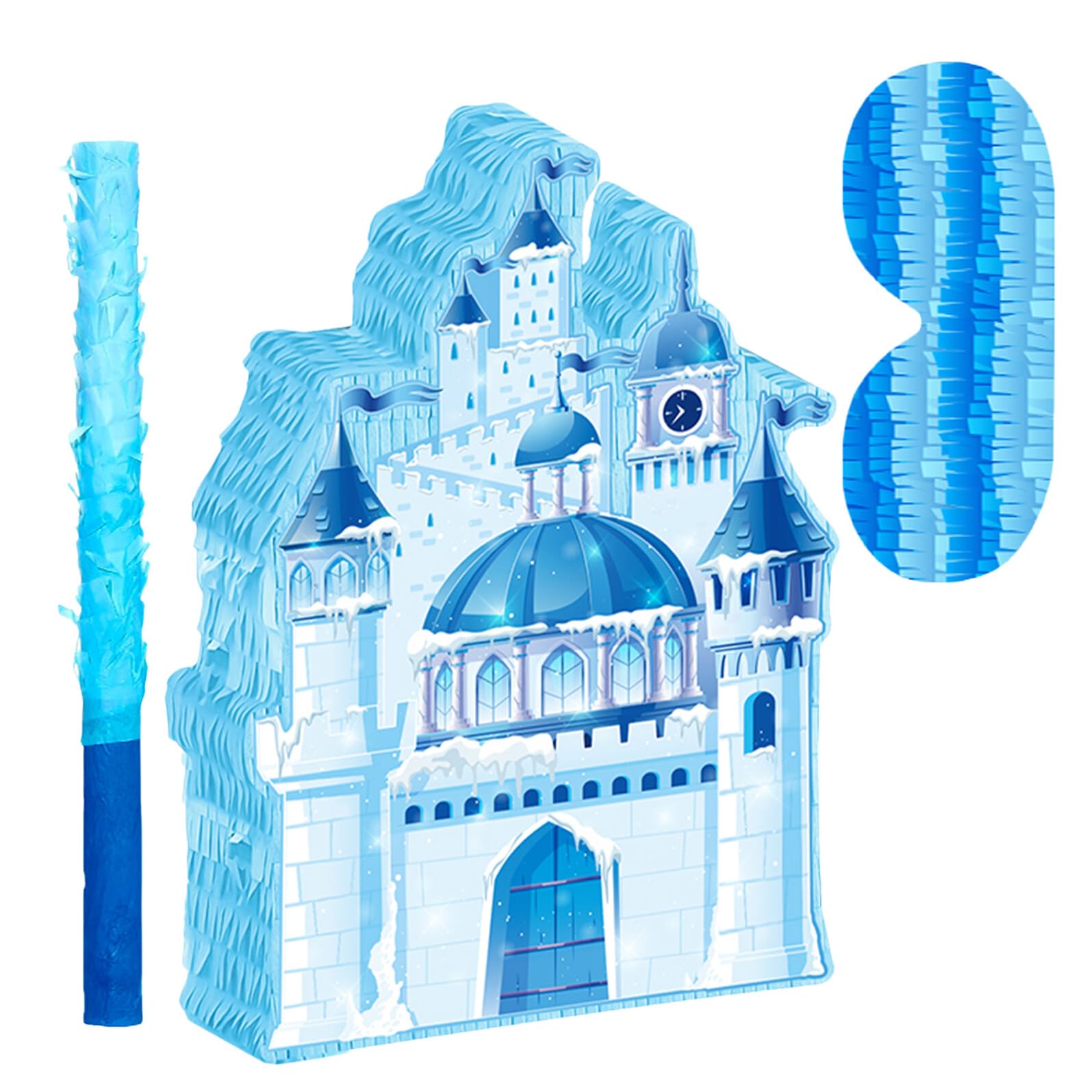 Weihnachts Hängepiñata Schloss Piñata aus Papier mit Einfachem Aufhängen und Spannendem Partyspiel für Prinzessinnen Geburtstagsfeiern und Winterpartys