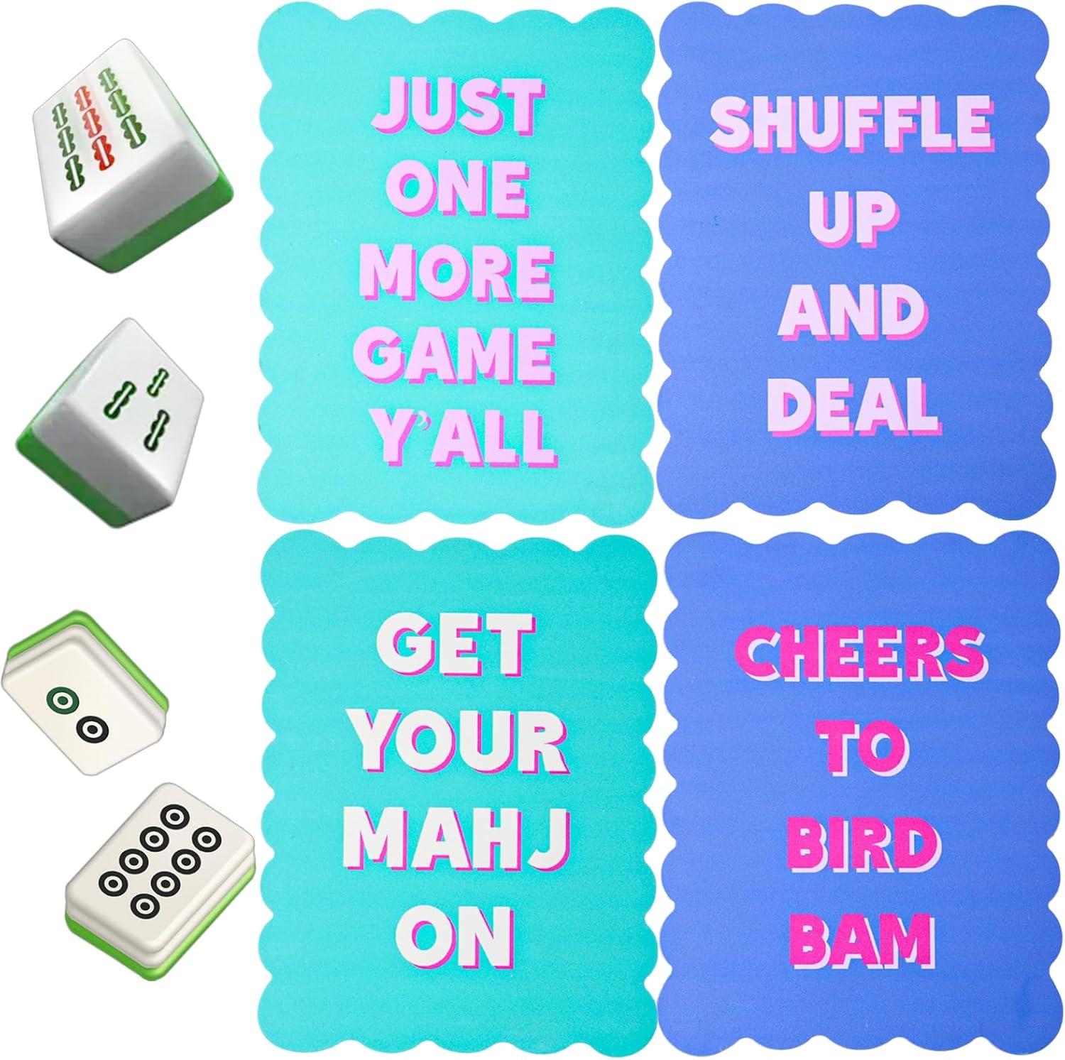 4 Pcs Mahjong Tile Mixer Shufflers for Mixing and Shuffling Tiles Waterproof Portable Mah Jongg Accessories and Gifts for Party Supplies for Lovers Games Decorative Wavy Edge & Printed Letter Design