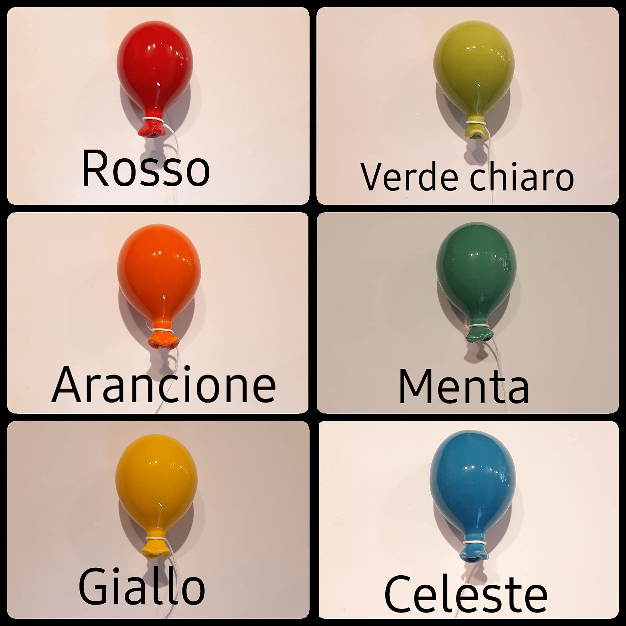 Palloncino in ceramica da appendere al muro, fatto a mano, artigianato, decorazione da parete, ideali per bomboniere