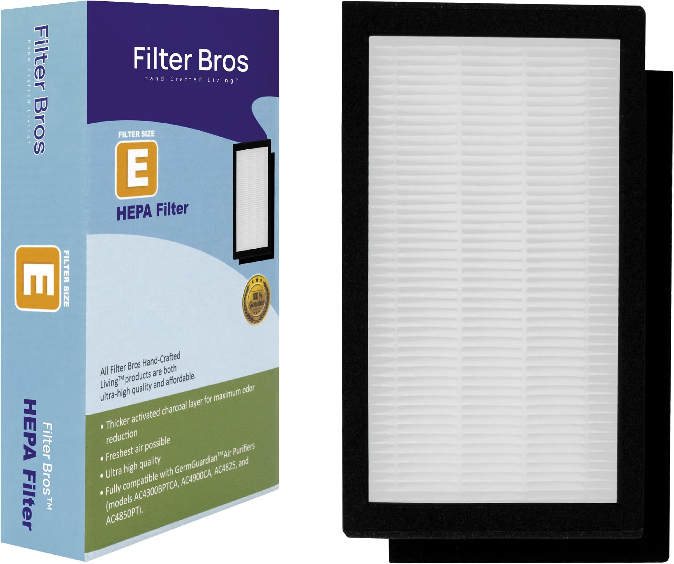 FLT4100 HEPA Replacement Filter E compatible with GermGuardian AC4100 Home Air Cleaner Purifiers, AC4100CA / AC4150BL, AC4150PCA Systems Captures Particulates / Smokers