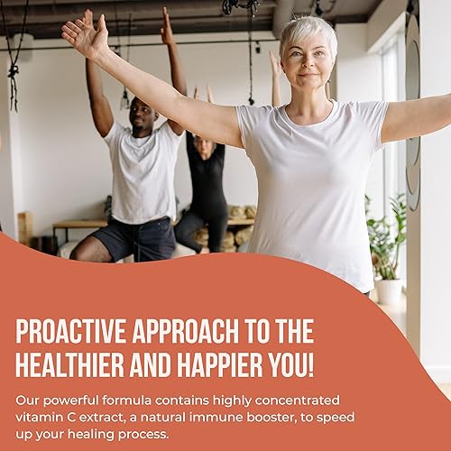 Miniatura 10 de Vitamina C 1000 mg con zinc, rosa HIPS y bioflavonoides cítricos, suplemento de apoyo inmunológico Protección antioxidantes, 120 cápsulas